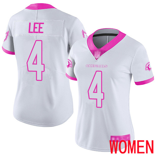 Arizona Cardinals Limited White Pink Women Andy Lee Jersey NFL Football #4 Rush Fashion->women nfl jersey->Women Jersey